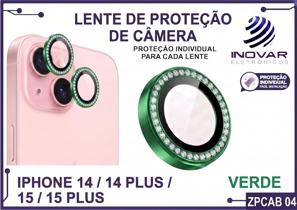 ZPCAB 04 LENTE DE CÂMERA UNITARIO BRILHO - IPHONE 14/14 PLUS/15/15 PLUS - verde