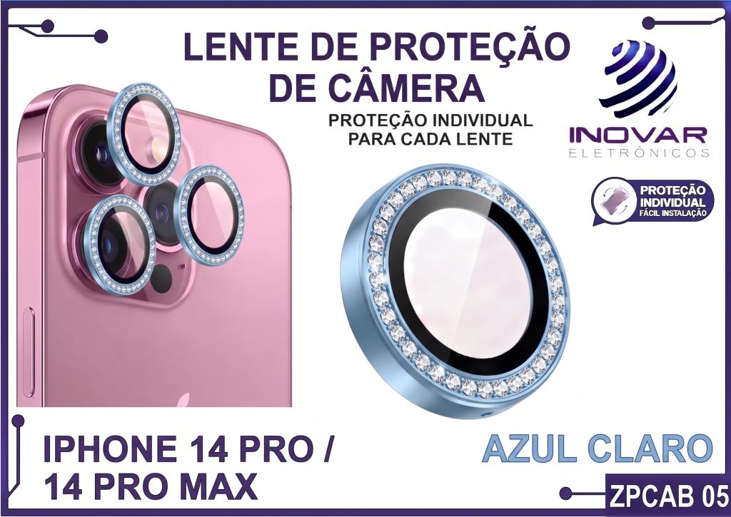 ZPCAB 05 LENTE DE CÂMERA UNITARIO BRILHO - IPHONE 14 PRO/14 PRO MAX - azul claro