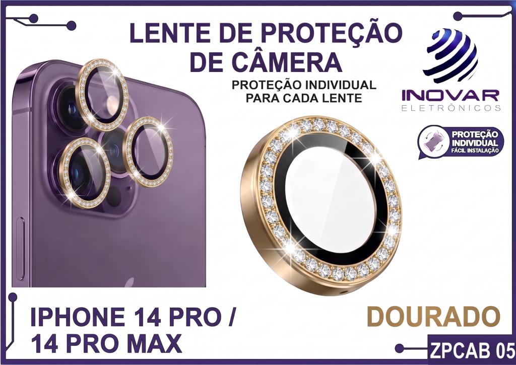 ZPCAB 05 LENTE DE CÂMERA UNITARIO BRILHO - IPHONE 14 PRO/14 PRO MAX - dourado