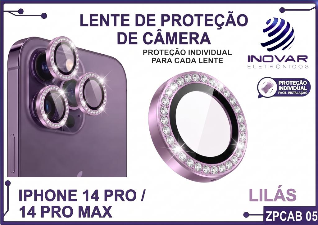 ZPCAB 05 LENTE DE CÂMERA UNITARIO BRILHO - IPHONE 14 PRO/14 PRO MAX - lilás