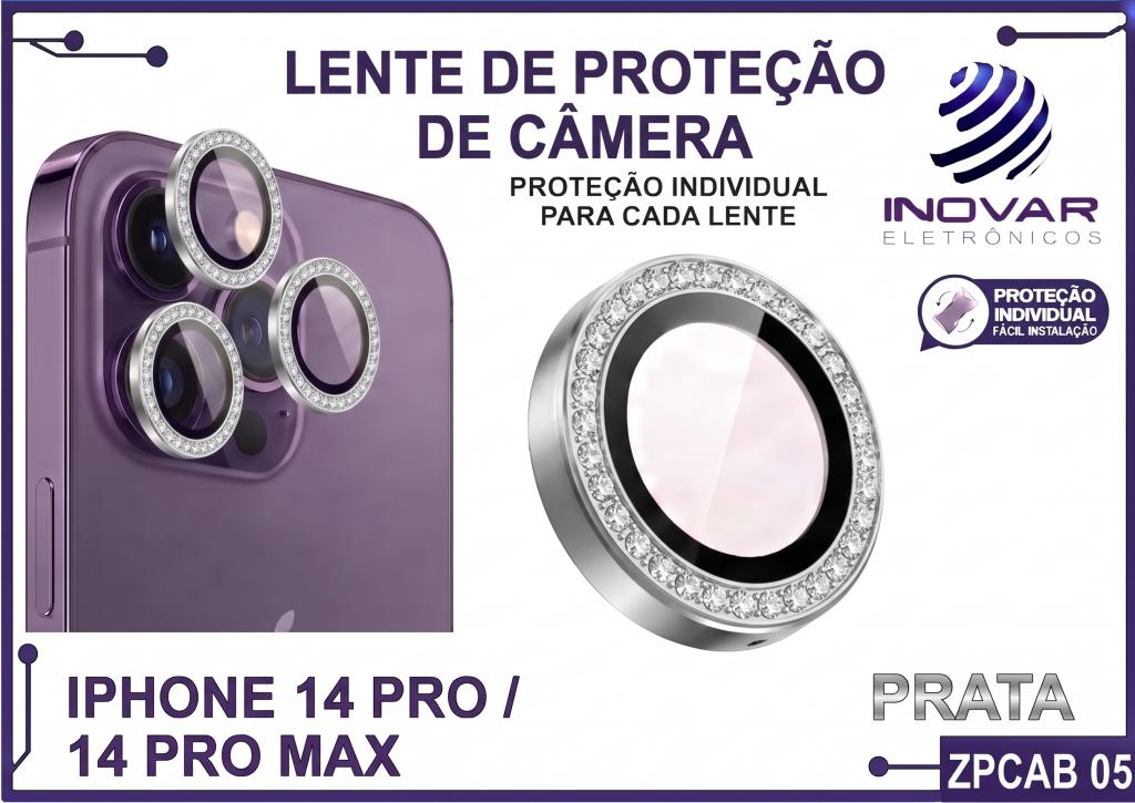ZPCAB 05 LENTE DE CÂMERA UNITARIO BRILHO - IPHONE 14 PRO/14 PRO MAX - prata