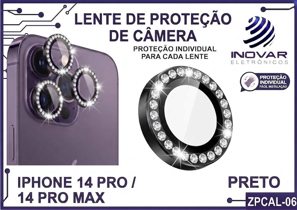 ZPCAB 05 LENTE DE CÂMERA UNITARIO BRILHO - IPHONE 14 PRO/14 PRO MAX - preto