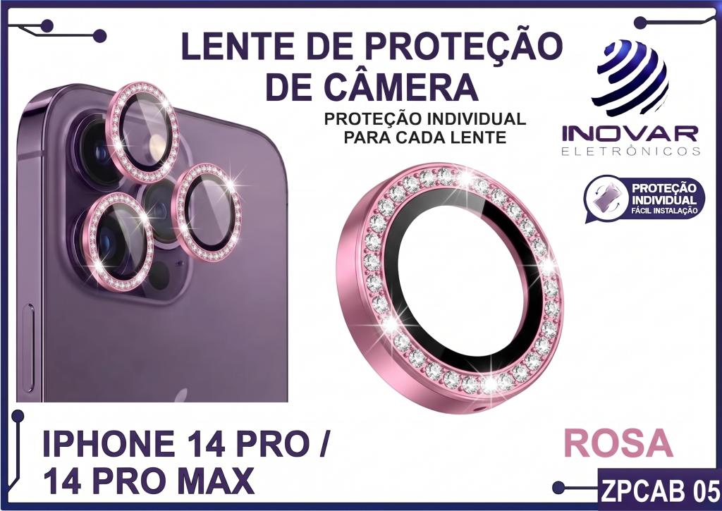ZPCAB 05 LENTE DE CÂMERA UNITARIO BRILHO - IPHONE 14 PRO/14 PRO MAX - rosa