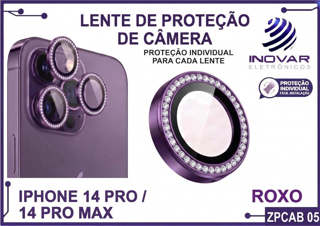 ZPCAB 05 LENTE DE CÂMERA UNITARIO BRILHO - IPHONE 14 PRO/14 PRO MAX - roxo