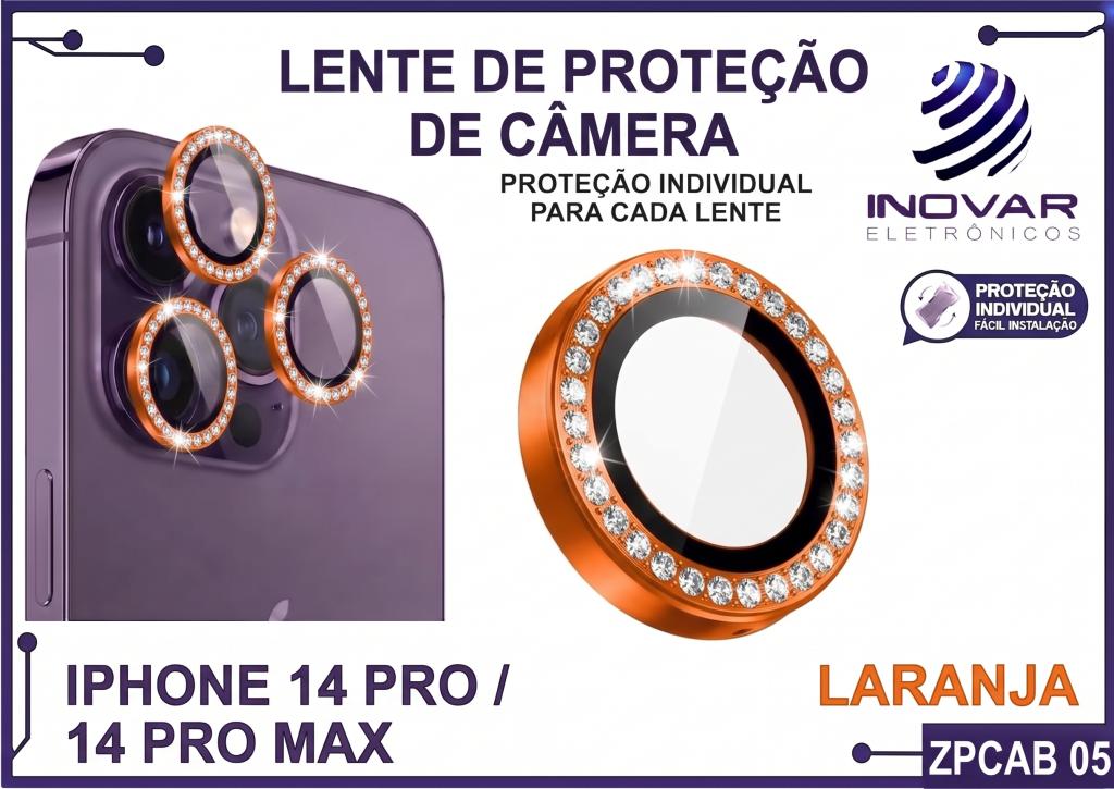 ZPCAB 05 LENTE DE CÂMERA UNITARIO BRILHO - IPHONE 14 PRO/14 PRO MAX - titanium/laranja