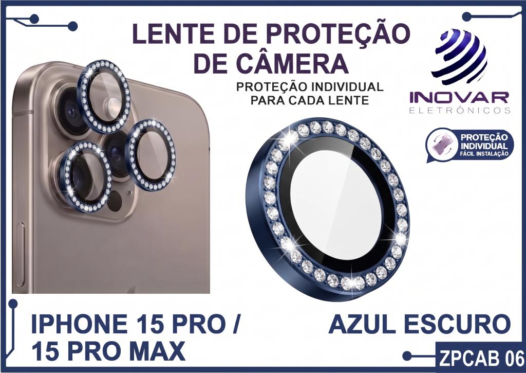 ZPCAB 06 LENTE DE CÂMERA UNITARIO BRILHO - IPHONE 15 PRO/15 PRO MAX - azul escuro