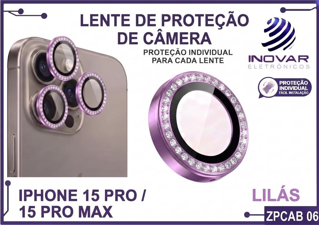 ZPCAB 06 LENTE DE CÂMERA UNITARIO BRILHO - IPHONE 15 PRO/15 PRO MAX - lilás