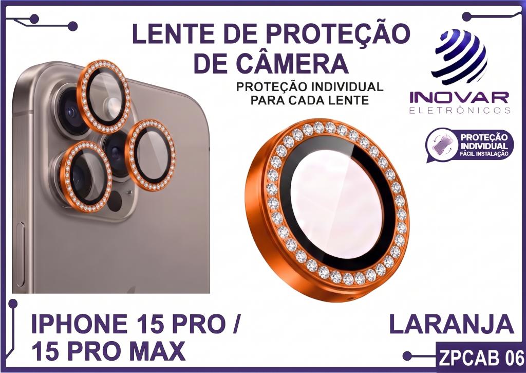 ZPCAB 06 LENTE DE CÂMERA UNITARIO BRILHO - IPHONE 15 PRO/15 PRO MAX - titanium/laranja