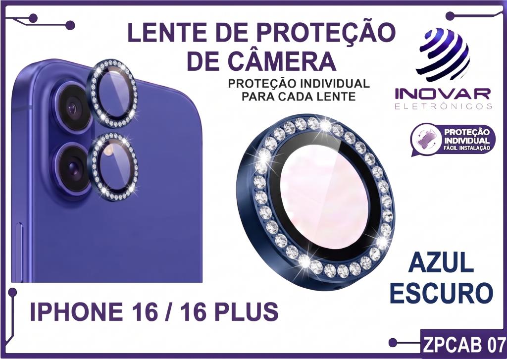 ZPCAB 07 LENTE DE CÂMERA UNITARIO BRILHO - IPHONE 16/16 PLUS - azul escuro