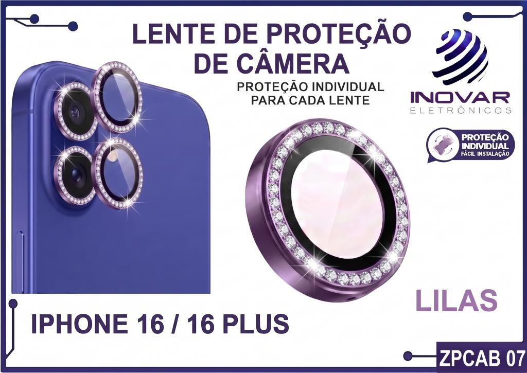 ZPCAB 07 LENTE DE CÂMERA UNITARIO BRILHO - IPHONE 16/16 PLUS - lilás