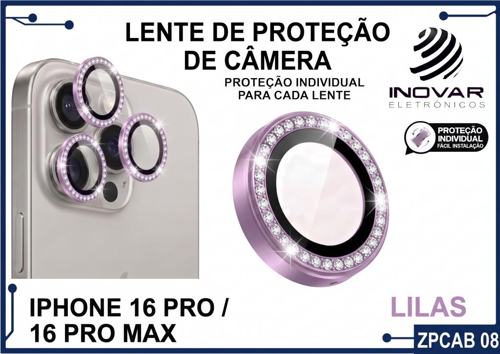 ZPCAB 08 LENTE DE CÂMERA UNITARIO BRILHO - IPHONE 16 PRO/16 PRO MAX - lilás
