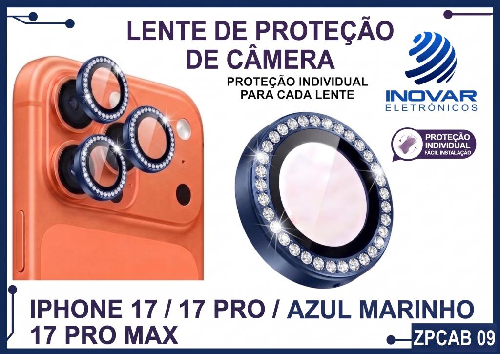 ZPCAB 09 LENTE DE CÂMERA UNITARIO BRILHO - IPHONE 17/17 PRO/17 PRO MAX - azul marinho