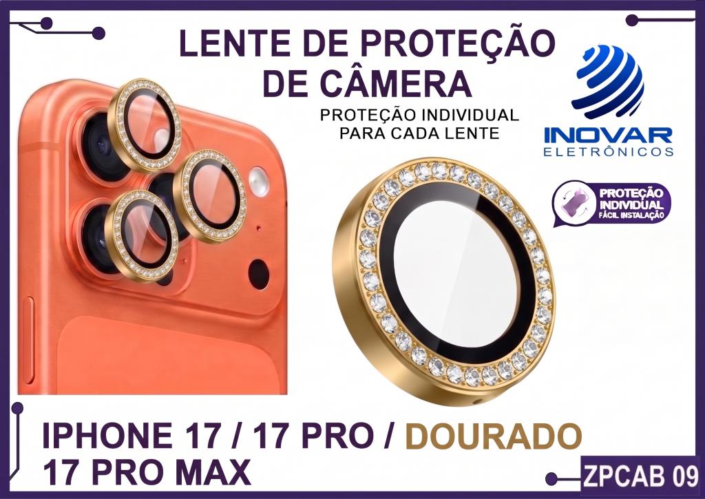 ZPCAB 09 LENTE DE CÂMERA UNITARIO BRILHO - IPHONE 17/17 PRO/17 PRO MAX - dourado