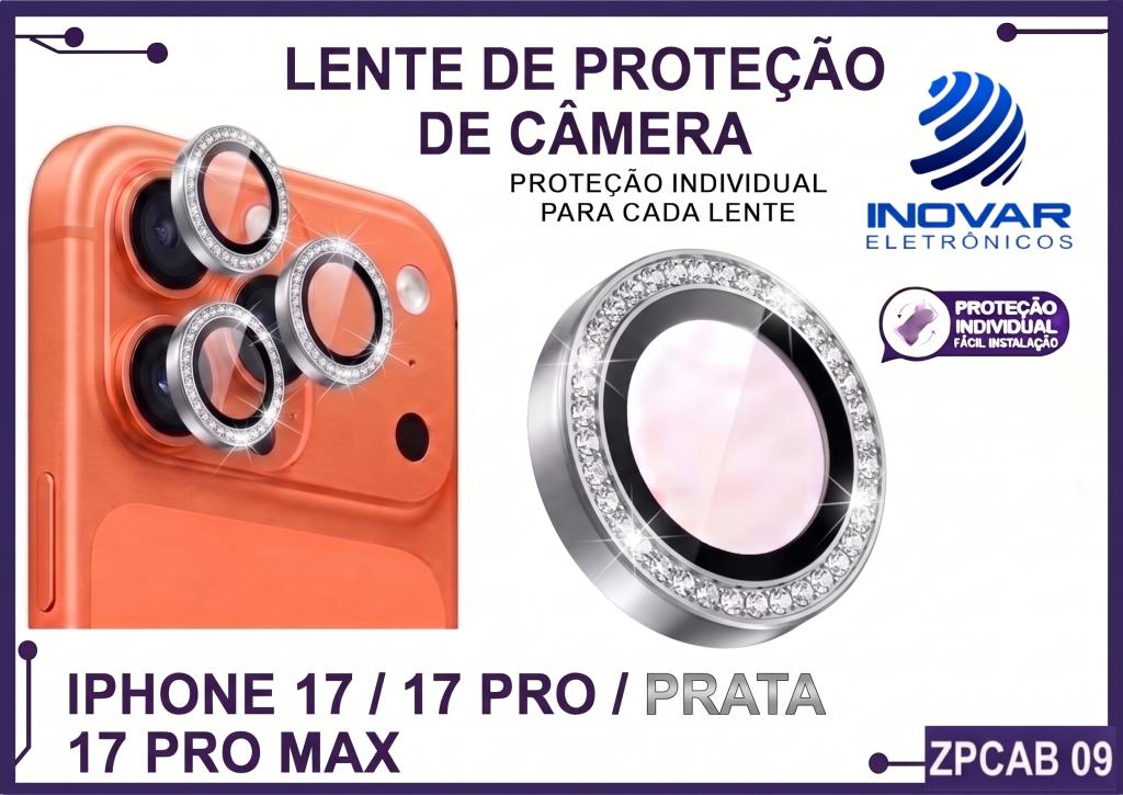 ZPCAB 09 LENTE DE CÂMERA UNITARIO BRILHO - IPHONE 17/17 PRO/17 PRO MAX - prata