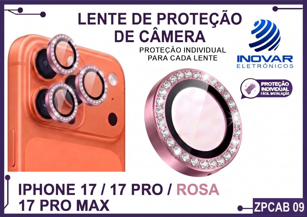 ZPCAB 09 LENTE DE CÂMERA UNITARIO BRILHO - IPHONE 17/17 PRO/17 PRO MAX - rosa