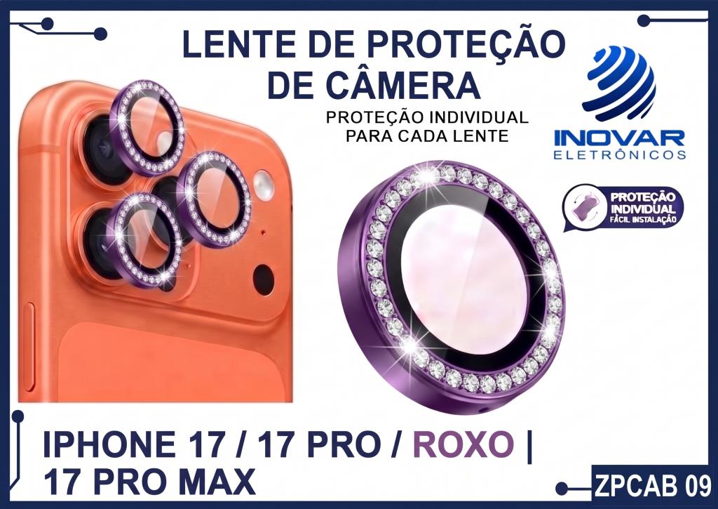 ZPCAB 09 LENTE DE CÂMERA UNITARIO BRILHO - IPHONE 17/17 PRO/17 PRO MAX - roxo