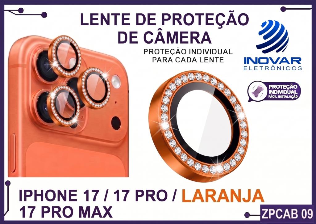 ZPCAB 09 LENTE DE CÂMERA UNITARIO BRILHO - IPHONE 17/17 PRO/17 PRO MAX - titanium/laranja