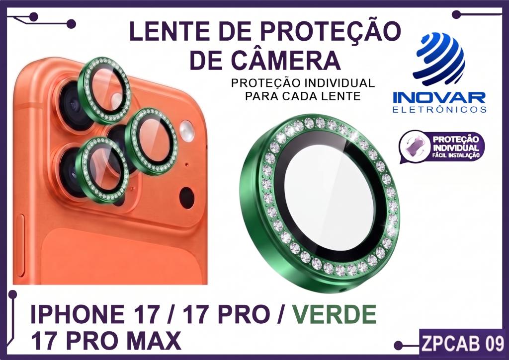 ZPCAB 09 LENTE DE CÂMERA UNITARIO BRILHO - IPHONE 17/17 PRO/17 PRO MAX - verde