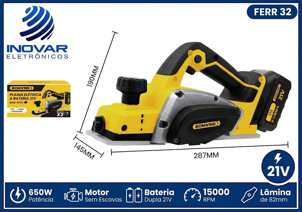 FERR 32 PLAINA ELETRICA A BATERIA 21V BOM-9730