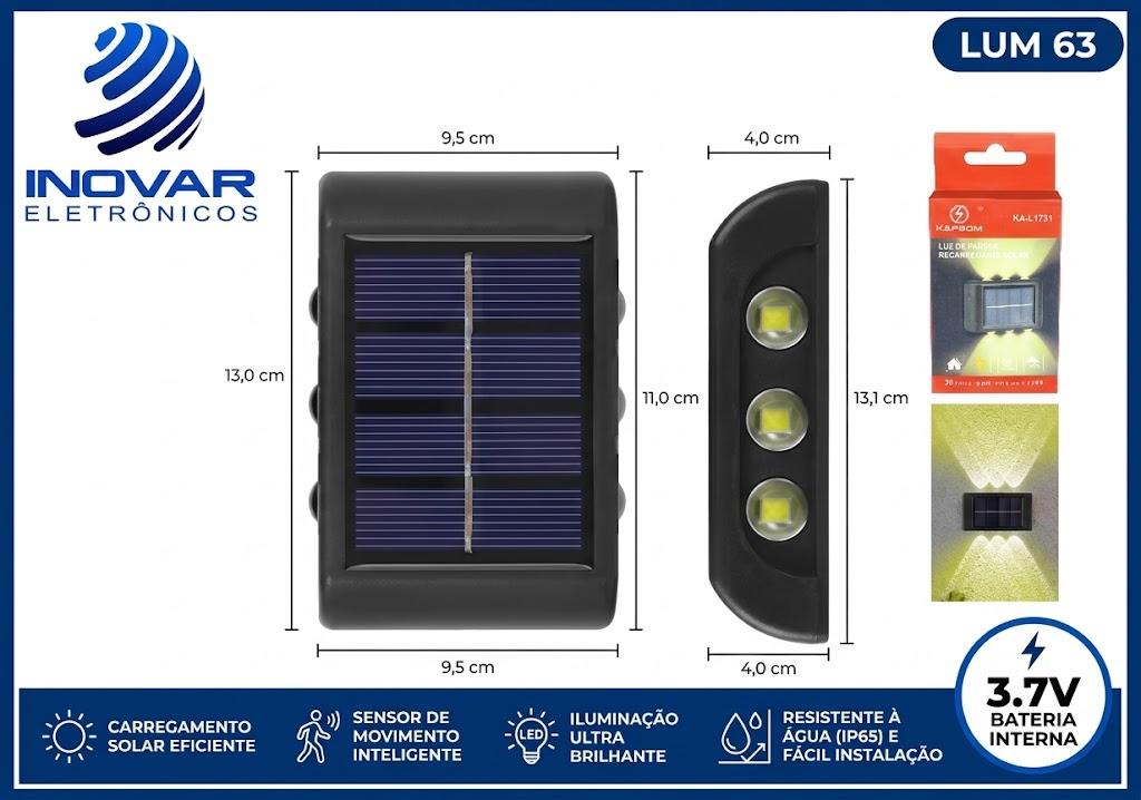 LUM 63 LUMINARIA SOLAR MINI 6 LEDS KA-L1731