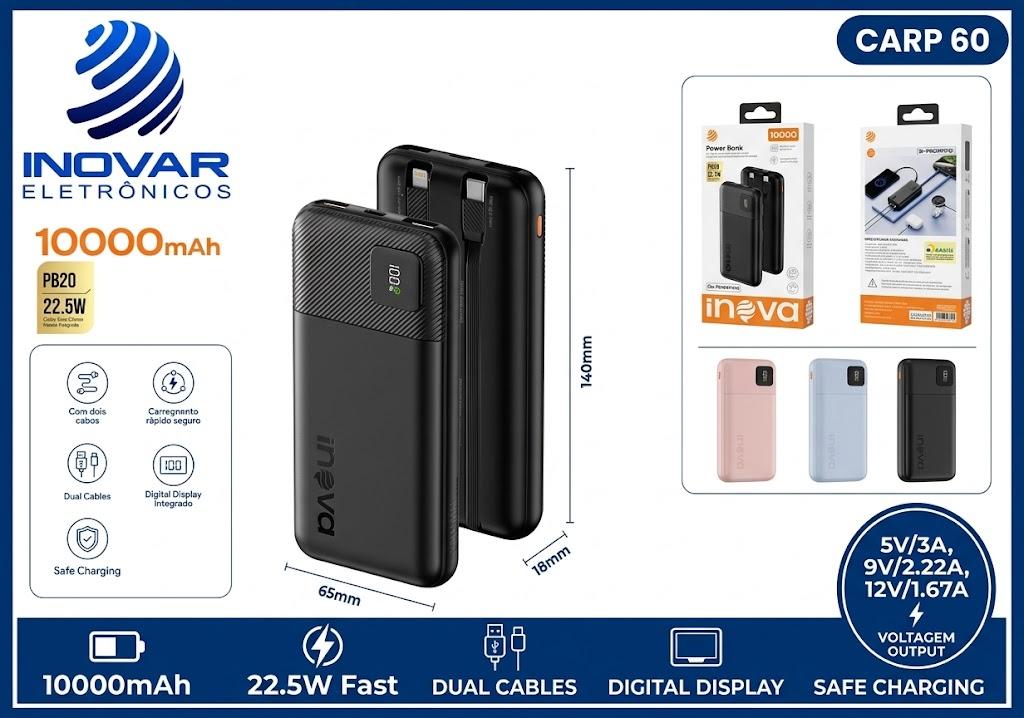 CARP 60 CARREGADOR PORTATIL 10.000 mAh TURBO 22,5W  BA-POW 078 G