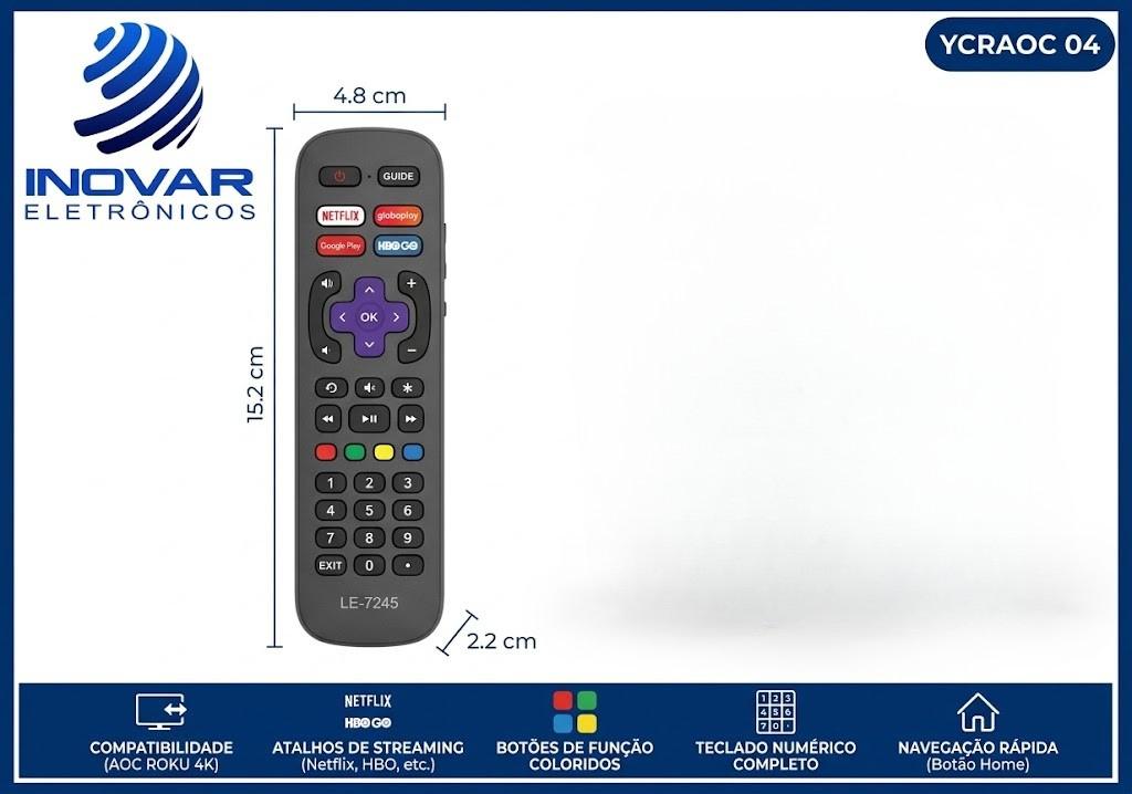 YCRAOC 04 CONTROLE REMOTO P/ SMART TV AOC ROKU LE-7245