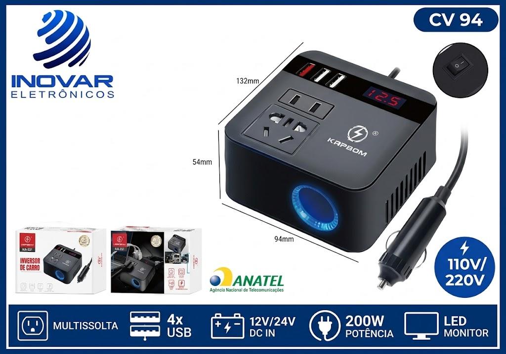 CV 94 CONVERSOR INVERSOR DE ENERGIA VEICULAR 12/24V PARA 110/220 V 200W KA-351