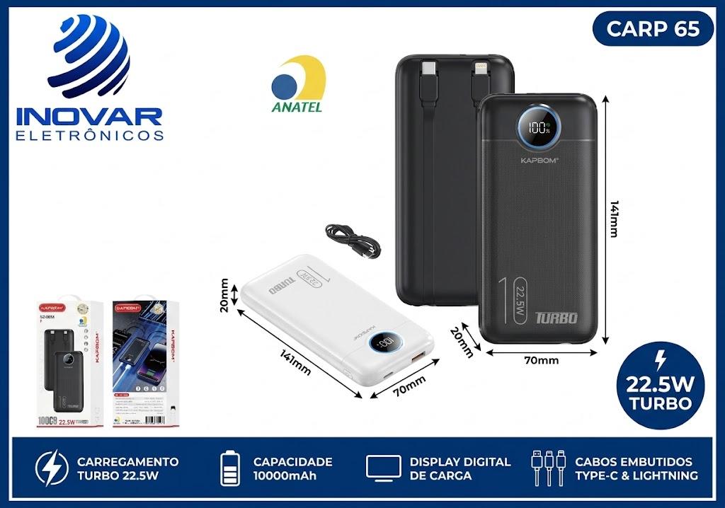 CARP 65 CARREGADOR PORTATIL 10.000 mAh TURBO 22,5W KA-9926 E