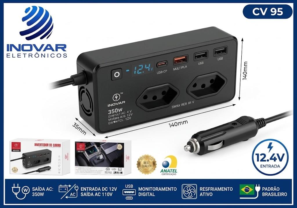 CV 95 CONVERSOR INVERSOR DE ENERGIA VEICULAR 12V PARA 110 V 350W KA-352