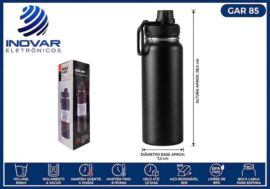 GAR 85 GARRAFA EM INOX 800 ML PRETA