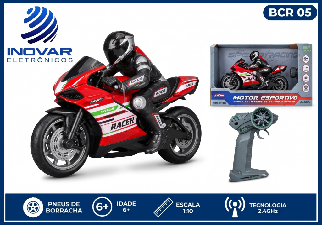 BCR 05 MOTO CONTROLE REMOTO A BATERIA VERMELHO YD898-MT814