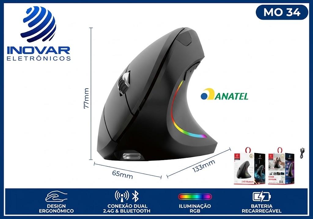MO 34 MOUSE ERGONOMICO SEM FIO RECARREGAVEL KA-612 E