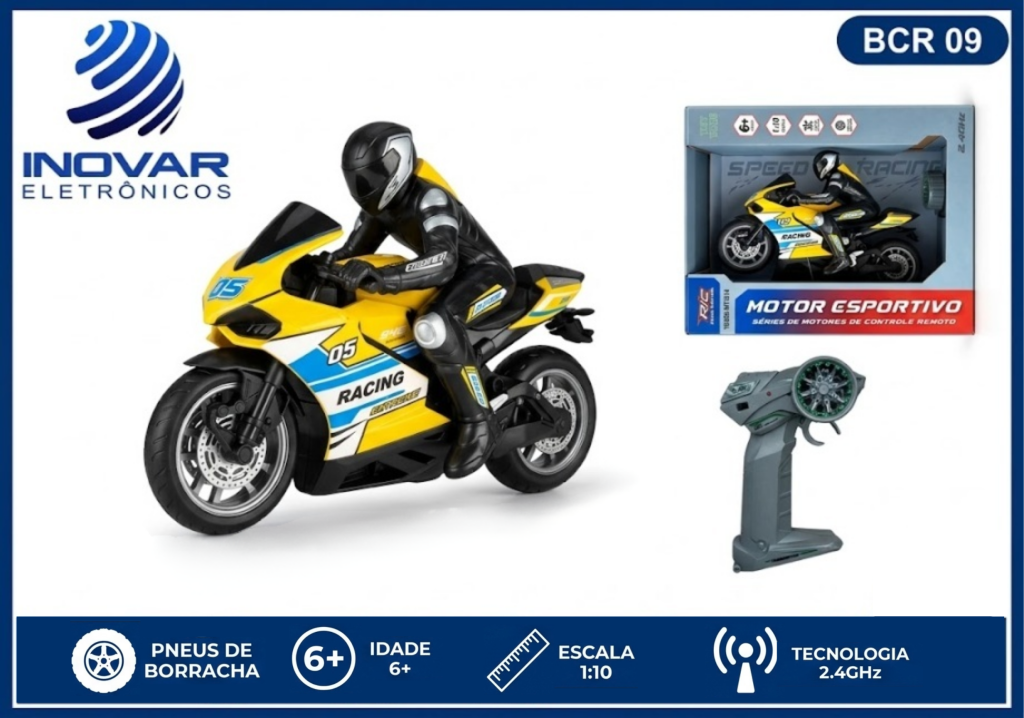 BCR 09 MOTO CONTROLE REMOTO A BATERIA AMARELO YD898-MT814