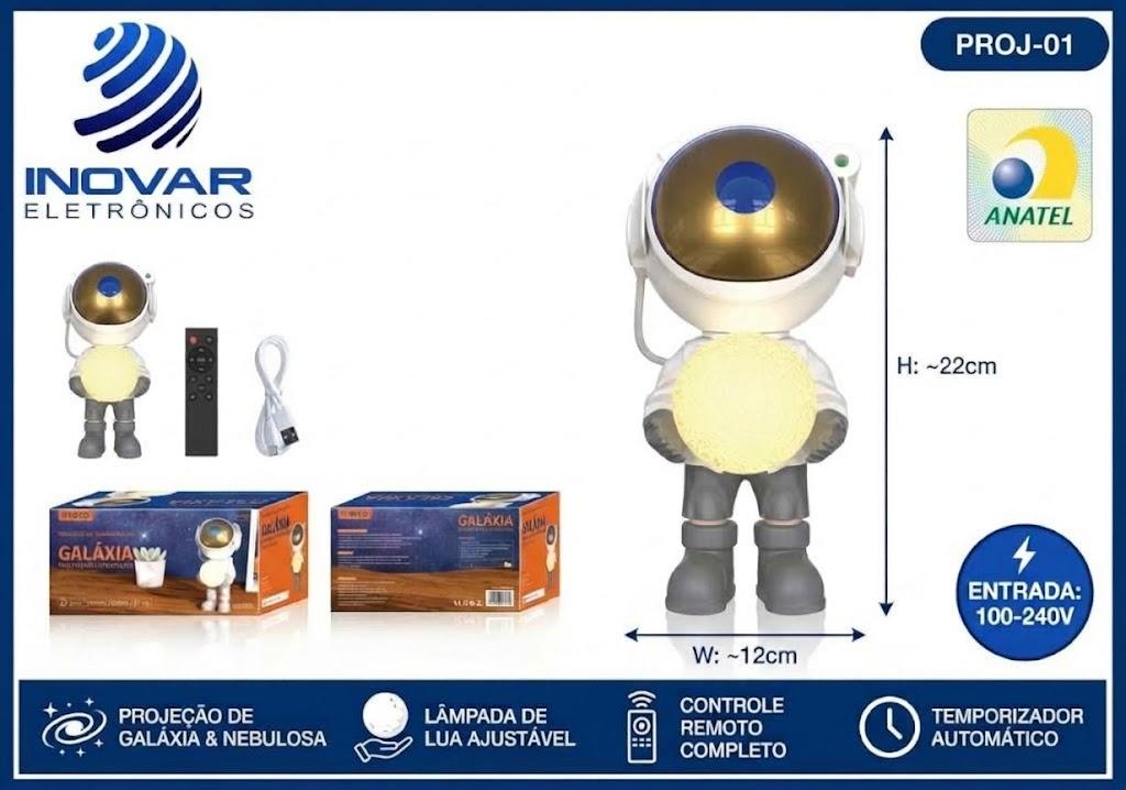 PROJ 01 PROJETOR ASTRONAUTA COM CONTROLE REMOTO XKD-12598