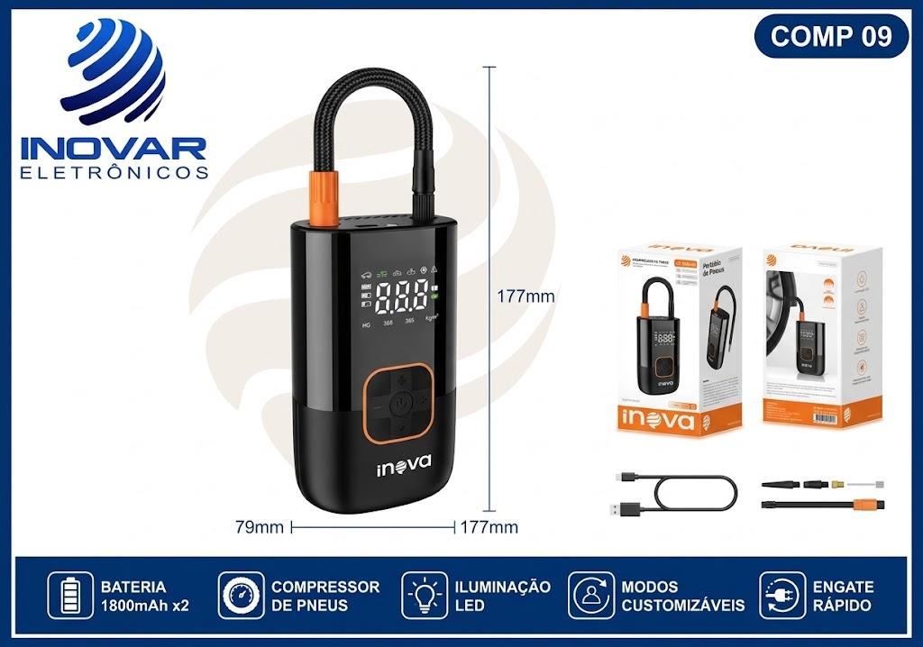 COMP 09 COMPRESSOR DE AR PORTATIL COM LANTERNA E POWERBANK CQB-13497