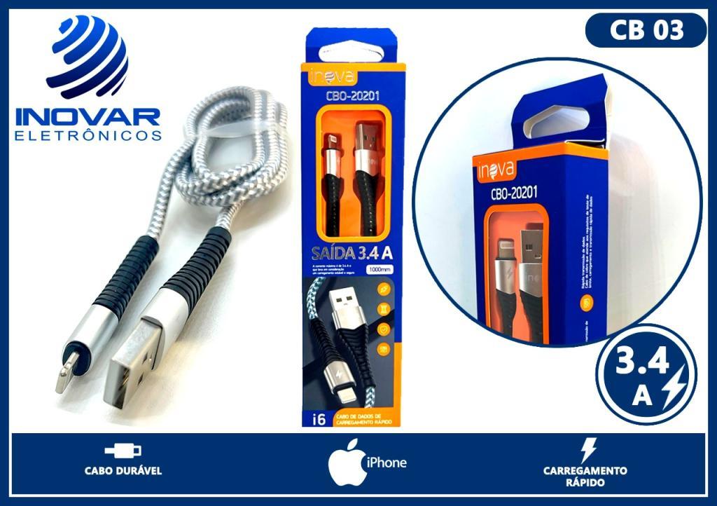 CB 03 CABO CARREGADOR INOVA USB / LIGHTNING ( IPHONE ) 1 METRO CBO-6010 6123