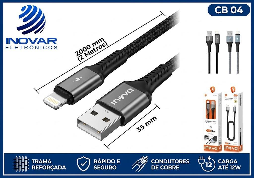 CB 04 CABO CARREGADOR INOVA IP5/6/7/8/USB 2 METROS CBO-20254