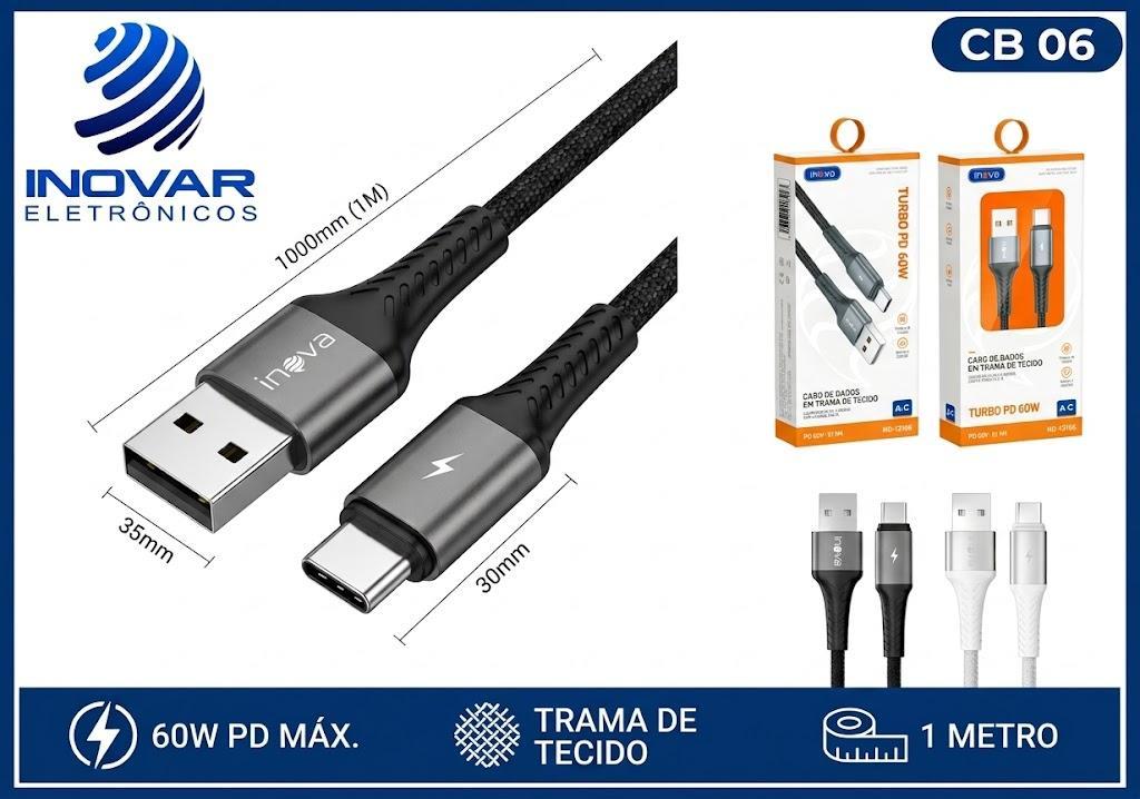 CB 06 CABO CARREGADOR INOVA TIPO C USB 1 METRO CBO 6009 6122