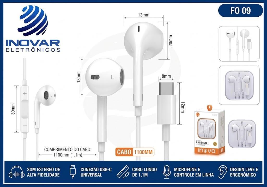 FO 09 FONE DE OUVIDO EARPHONE SAIDA TIPO C FON 9923 kv-10024 12381