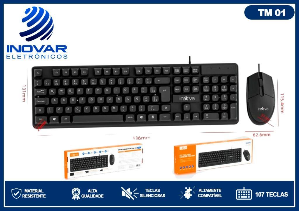 TM 01 KIT TECLADO E MOUSE COM FIO  INOVA KEY 11009 BM-T09 KV-814