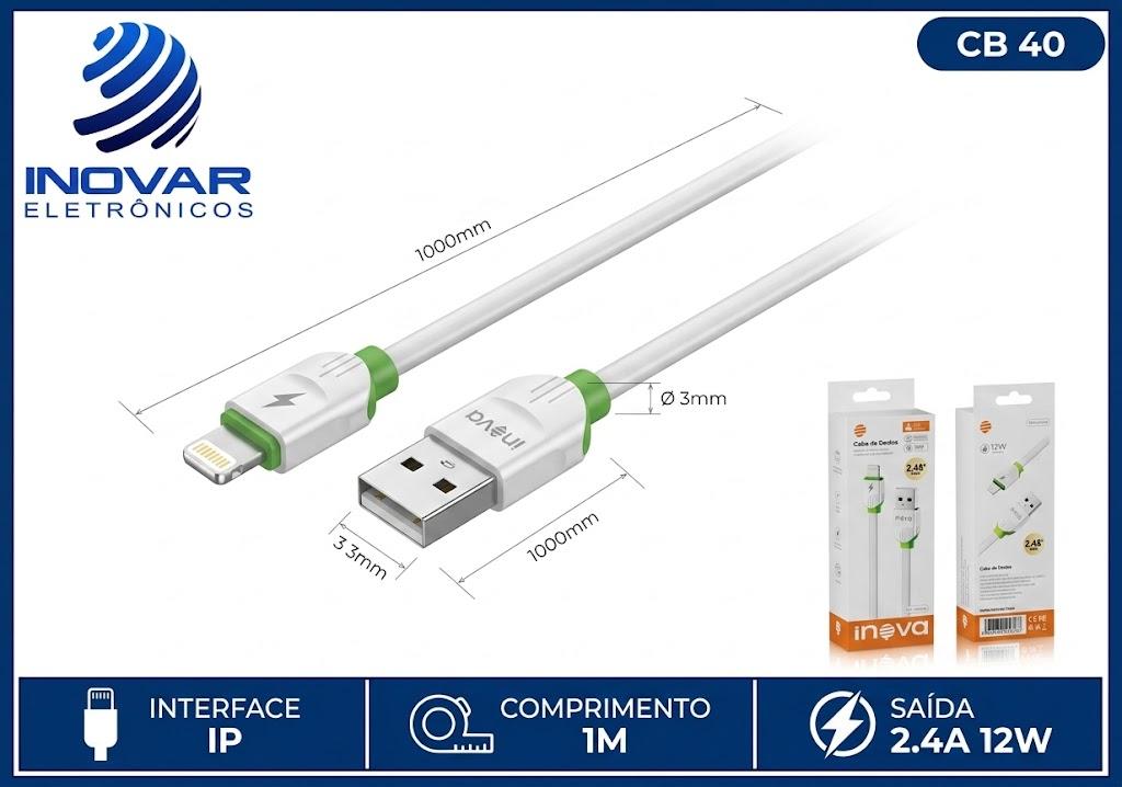CB 40 CABO CARREGADOR IPHONE 2.4A 1 METRO CBO-7419 20345 20344