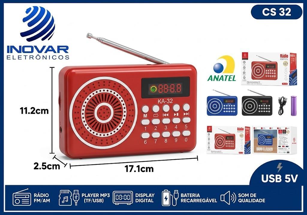 CS 32 MINI RADIO BLUETOOTH FM/RECARREGAVEL KA-32