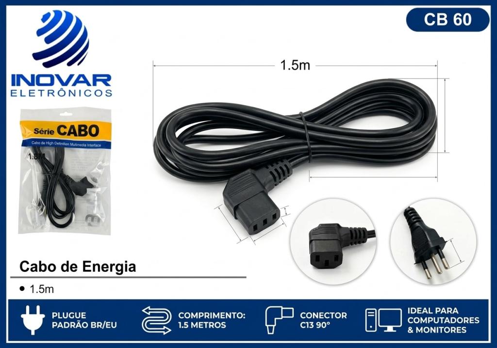 CB 60 CABO DE FORÇA PARA COMPUTADOR 1,5 METROS 90° BM8738
