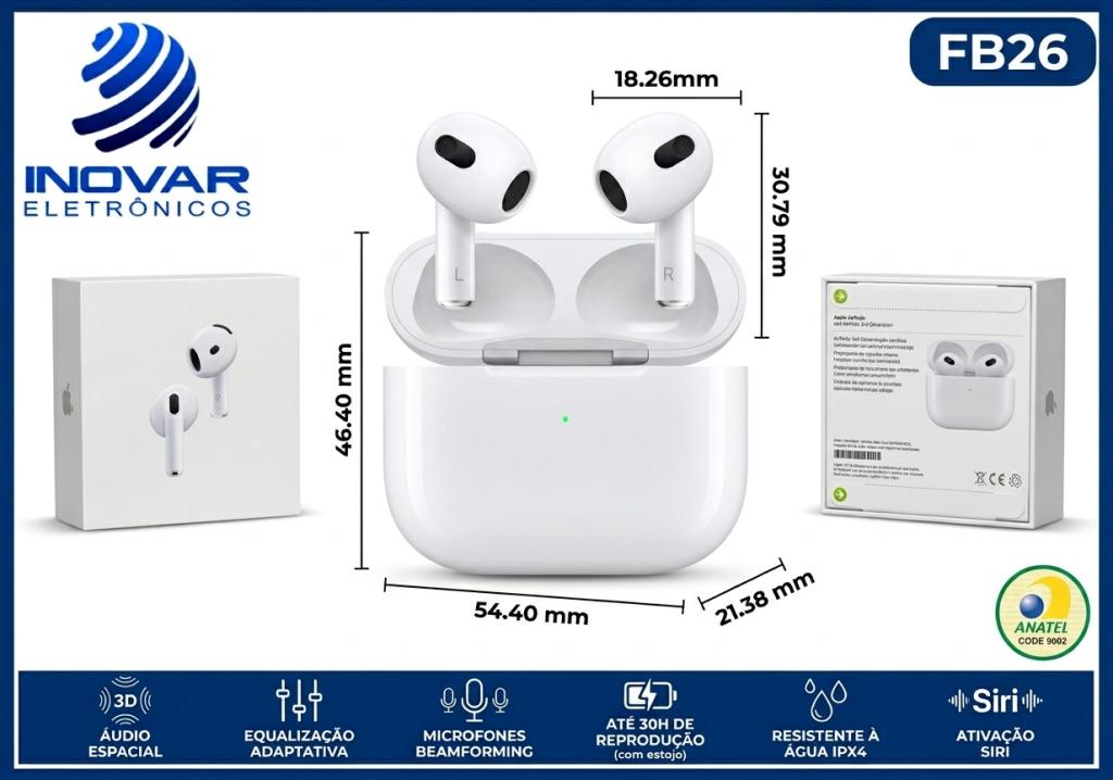FB 26 FONE BLUETOOTH IPHONE AIRPODS (4ª geração)