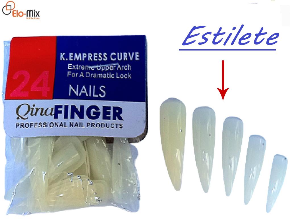 P6 UNHA POSTIÇA FINGER LEITOSA ESTILETE C/24