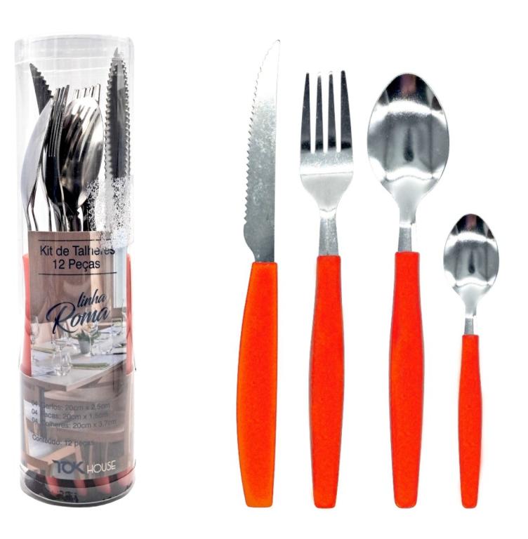 P9 KIT TALHER ACO INOX ROMA VERMELHO 12PEÇAS REF:TC089
