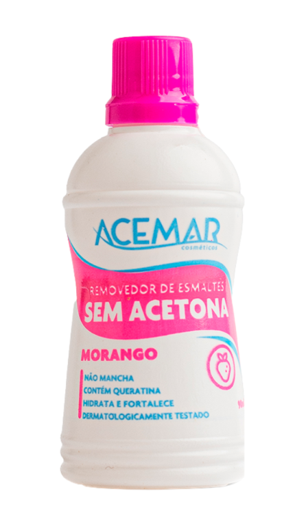 P02 REMOVEDOR DE ESMALTES SEM ACETONA ACEMAR 90ML MORANGO