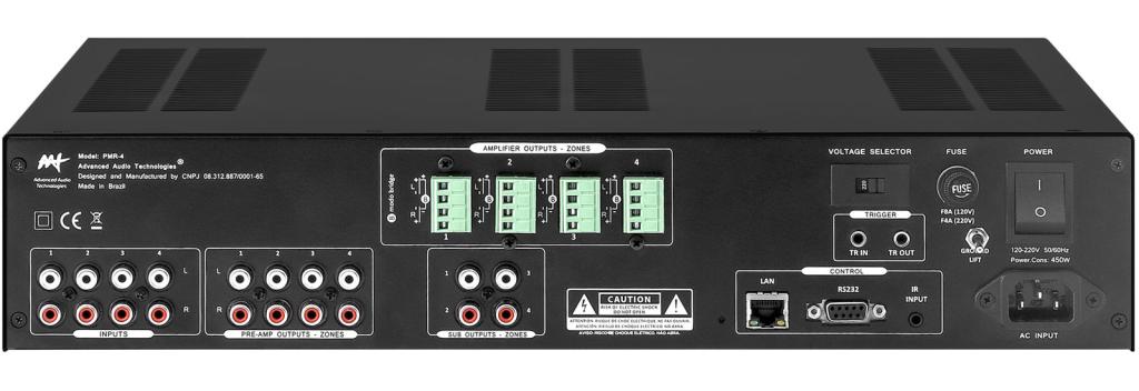 AMPLIFICADOR AAT PMR 4  - 8 canais (4 zonas)