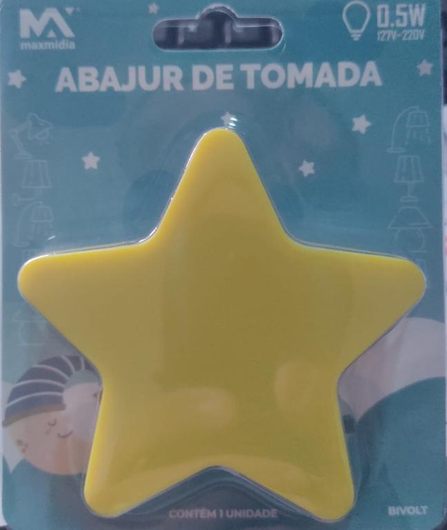 ABAJUR DE LED P TOMADA ESTRELA AMARELA