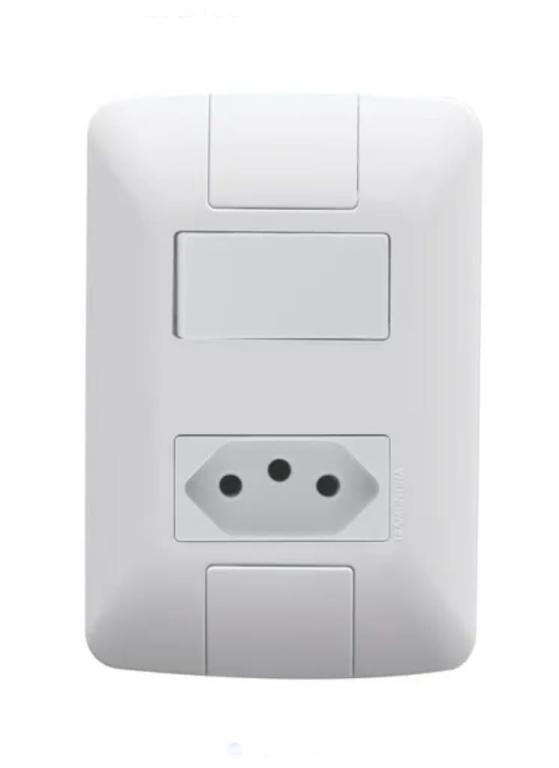 INTERRUPTOR SIMPLES 6A + TOMADA 10A/250V ARIA BRANCA